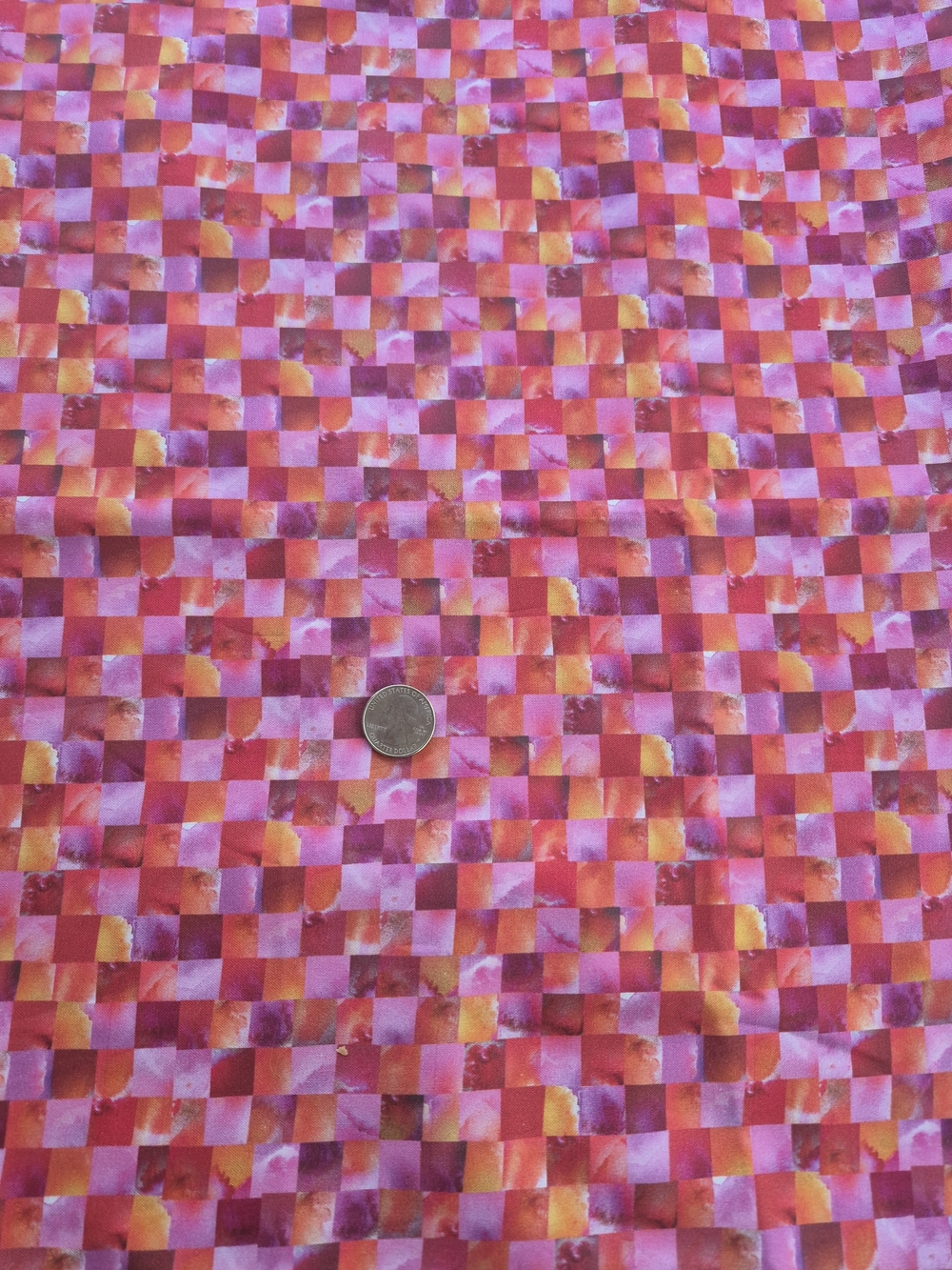 Pink Red Orange Check Cotton Fabric 1 1/2 Yards Joann Quilting Sewing Crafts